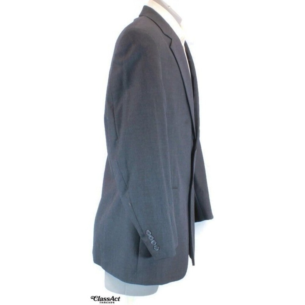 Stafford 2 Piece Suit Mens Gray Wool 2 Btn 46R Flat Fronts 35" Waist - Picture 7 of 13